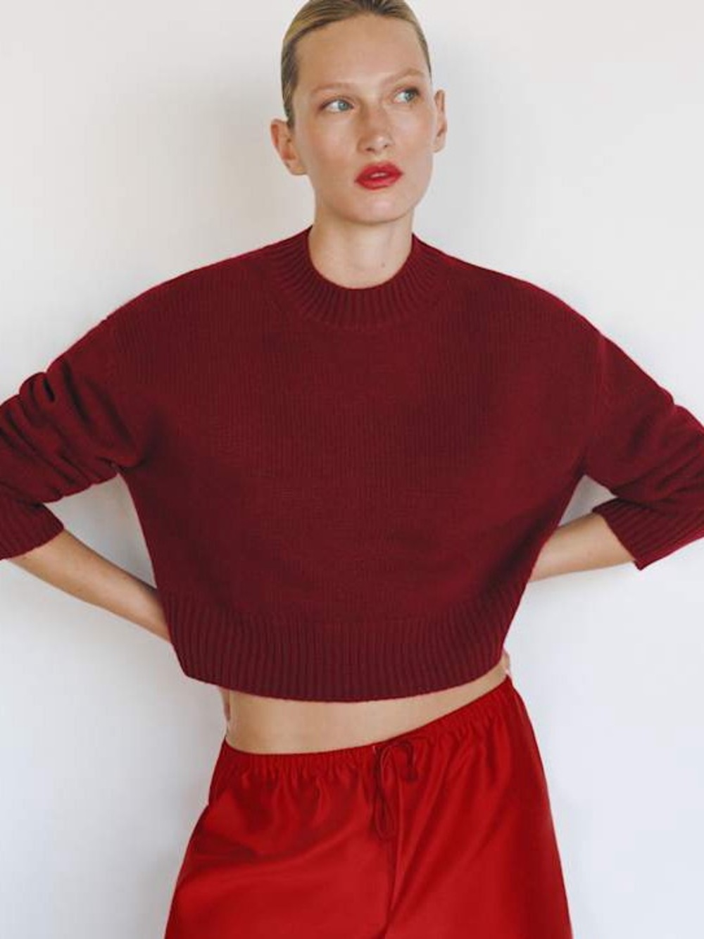 Reformation Remy Chianti Red Crewneck Sweater 100% Wool Size Small